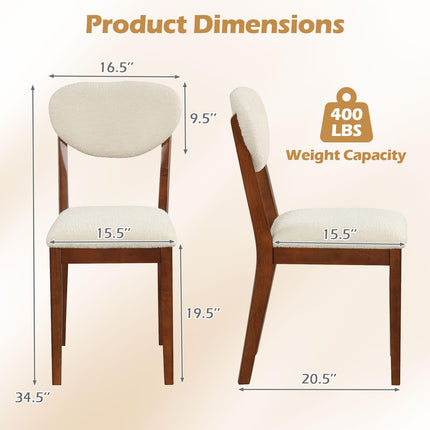 Dreamade Sherpa Dining Chairs Set of 4 Modern Kitchen Chair w/Rubber Wood Legs
