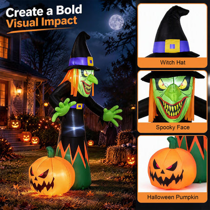 DREAMADE 8 FT Halloween Inflatable Witch Blow Up Yard Decoration