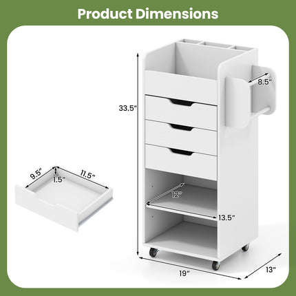Dreamade Craft Storage Cart - Utility Organizer Cart with 3 Drawers