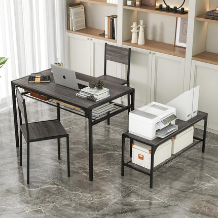 Dreamade Dining Table Set for 4, Kitchen Table with Chairs & Bench, Storage Racks
