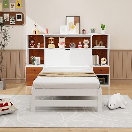 Dreamade Twin Bed Frames with Headboard and Drawer