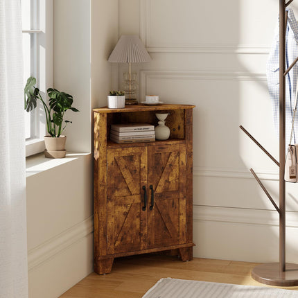 Dreamade Bathroom Corner Storage Cabinet with Open Storage & Adjustable Shelf