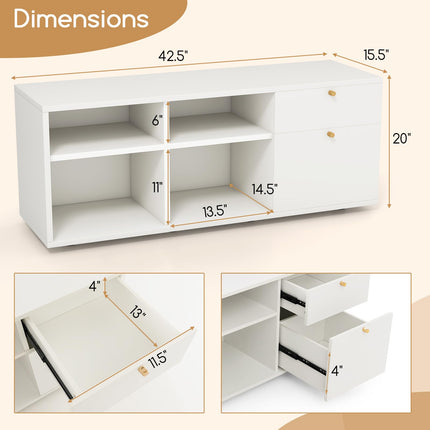 Dreamade TV-Stand for Bedroom Entertainment Center - Modern TV Console Cabinet with 2 Drawers, 4 Compartments