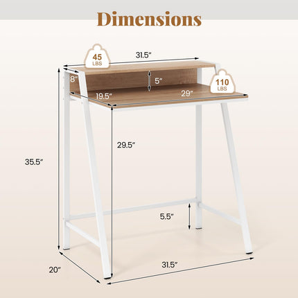 Dreamade 2 Tier Computer Desk PC Laptop Table Study Writing Home Office Workstation