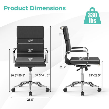 Dreamade Ergonomic Office Chair Mid Back Fabric Desk Chair with Armrest