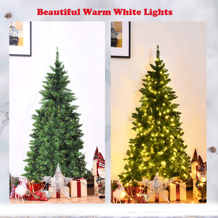 5ft/6ft Prelit Half-Shape Christmas Tree, Premium PVC Needles Artificial Tree - DreamadeUS
