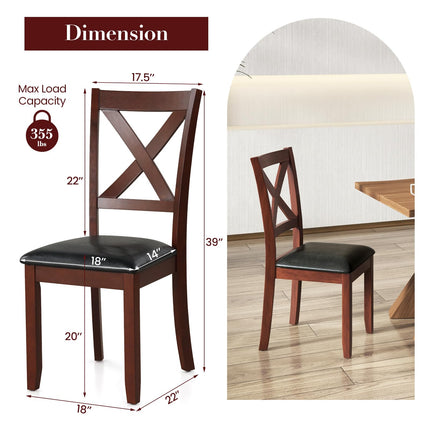 Dreamade Wood Dining Chairs, Faux Leather Upholstered Dining Chairs with Rubber Wood Legs