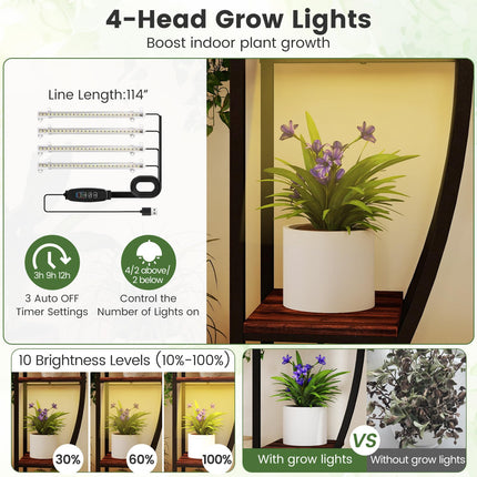 Dreamade Plant Stand Indoor with Grow Lights 10-Tier 63" Tall Metal Plant Shelf