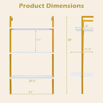 Dreamade Ladder Shelf | 3-Tier Wood Wall Mounted Bookshelf with Metal Frame (1/2)