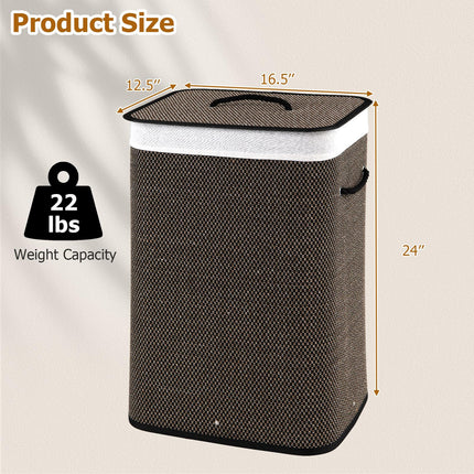 Dreamade 19 Gal Rectangular Bamboo Laundry Hamper with Lid