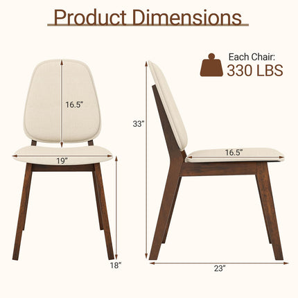 Dreamade Wooden Dining Chair Set of 2/4 Mid-Century Modern Upholstered Side Armless Chair