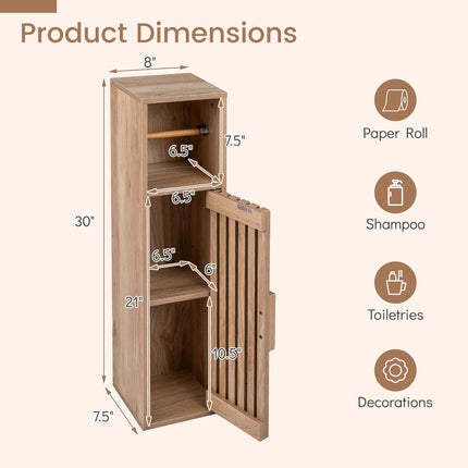 Dreamade Slim Bathroom Freestanding Toilet Paper Holder Stand with Door