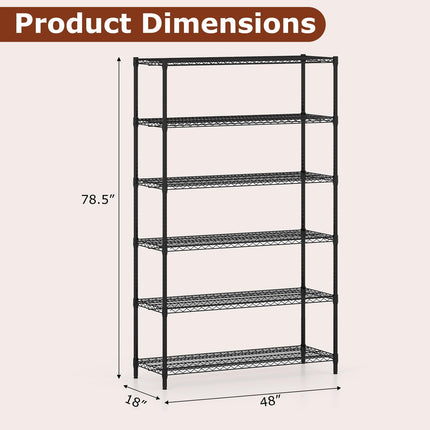 Dreamade 6-Tier Metal Storage Shelving Unit with V-Shaped Wire Rack for Home Garage