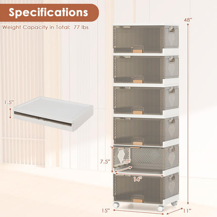 Dreamade 6 Tier Stackable Storage Bins with Lids 27 Gal Foldable Shoe Storage Box