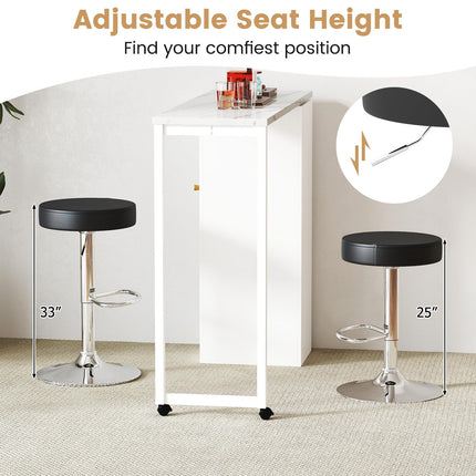 Dreamade Adjustable Height PU Leather Bar Chair with Swivel Padded Seat