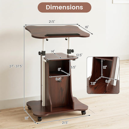 Dreamade Mobile Podium Stand | Height Adjustable Laptop Computer Cart w/Tilting Top (1/2)