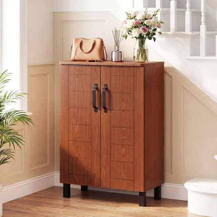 Dreamade 5-Tier Shoe Storage Cabinet | Freestanding Wooden Entryway Cabinet w/Storage