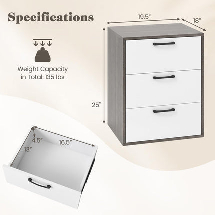 Dreamade Nightstand with 3 Drawers for Bedroom Hallway
