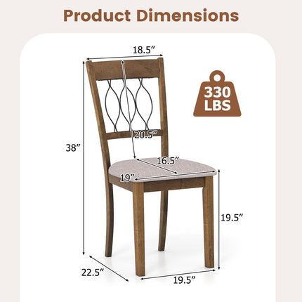 Dreamade Dining Chairs Set of 2/4 Fabric Upholstered Armless Kitchen Chairs w/Hollowed Backrest