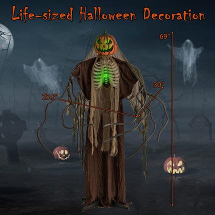 DREAMADE 5.7 FT Halloween Standing Animatronics Pumpkin Man with Green Ribs