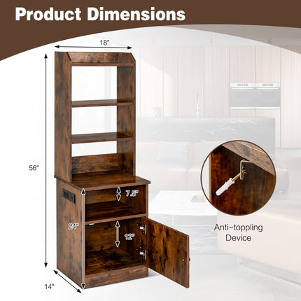 Dreamade Nightstand with Charging Station - 55" Tall Bedside Table