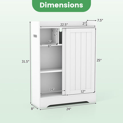 Dreamade Bathroom Slim Storage Cabinet w/2 Sliding Doors & Adjustable Shelves
