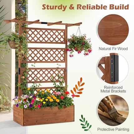 Dreamade 72" Wooden Raised Garden Bed with Trellis w/Privacy Screen Roof