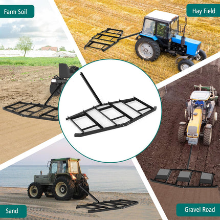 DREAMADE 74"/84" Driveway Drag Harrow with Adjustable Bars & Reinforced Design for ATV