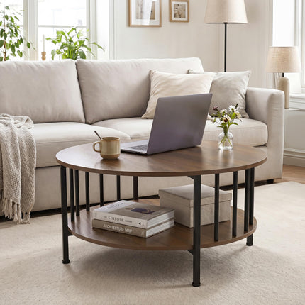 Dreamade 32.5" Wood Farmhouse Round Coffee Table