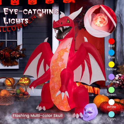DREAMADE 8 FT Halloween Inflatable Dragon, Lighted Yard Decoration
