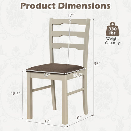 Dreamade Wood Farmhouse Upholstered Kitchen Chairs with Ladder Back Design (2/4)