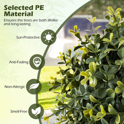 Dreamade 3 FT Artificial Boxwood Topiary Trees Set of 2 Faux Outdoor Topiary Ball Tree with Cement-Filled Pot