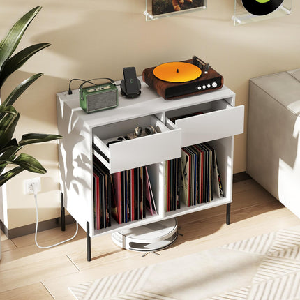 Dreamade Large Record Player Stand with Charging Station