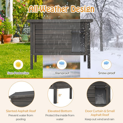 Dreamade Outdoor Cat House - Weatherproof Feral Cat Shelter with All-Round Foam Insulated