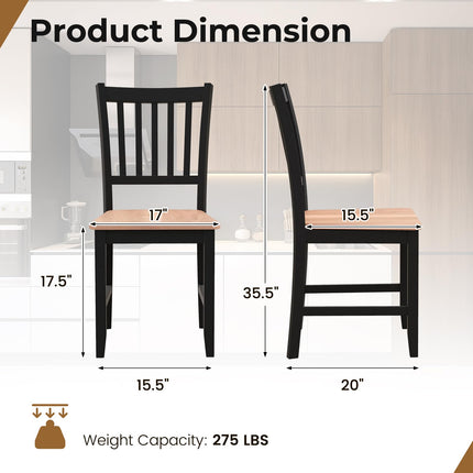 Dreamade Wooden Dining Chairs Set of 4, Farmhouse Kitchen Chair with Rubber Wood Legs