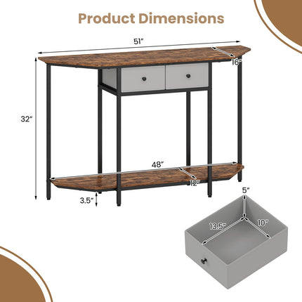 Dreamade 51" Console Table with 2 Drawers Freestanding Sofa Tables Behind Couch