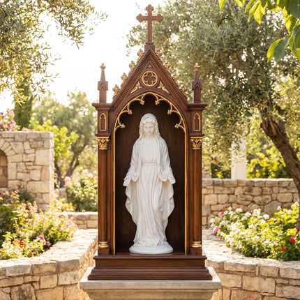 Dreamade Virgin Mary Garden Statue 29.5" | Blessed Mother Outdoor Religious Statue with Serpent