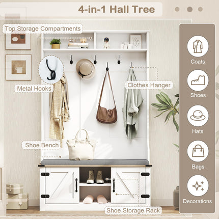 Dreamade 4-in-1 Hall Tree with Bench and Shoe Storage 68.5" Tall Coat Rack