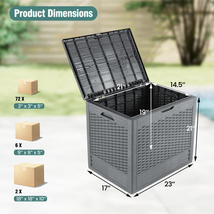 Dreamade 25 Gallon PP Deck Container with Rattan Patterns & Lockable Lid