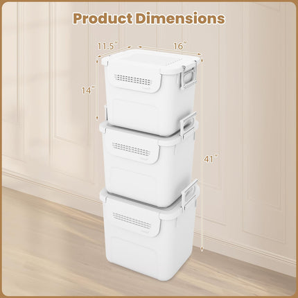 Dreamade 3 Pieces Plastic Storage Bins Stackable with Front Door and Side Handles