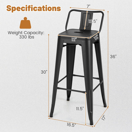 Dreamade Metal Bar Stools Set of 4 for Kitchen Island