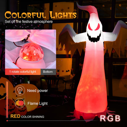 DREAMADE 8FT Halloween Inflatable Ghost with Rotating Flame Red LED Lights
