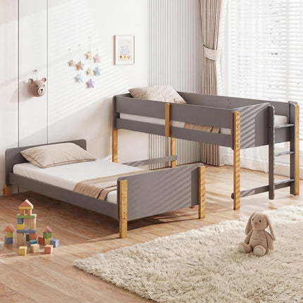 Dreamade Twin Over Twin Bunk Bed with Ladder for Kids Teens Bedroom