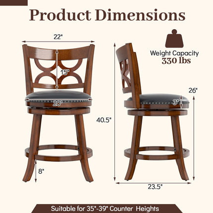 Dreamade Swivel Bar Stools Set of 2/4 with Upholstered Seat