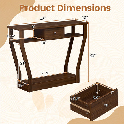 Dreamade 43" Modern Console Table with Drawer & Storage Shelf