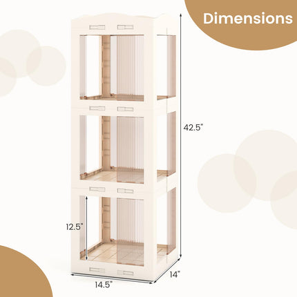 Dreamade 3-Tier 360° Revolving Bookshelf Tower | Translucent Storage Organizer for Living Room