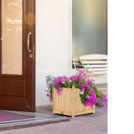 Dreamade 15” Planter Raised Garden Bed - Wooden Planting Box, Outdoor Folding Square Planter