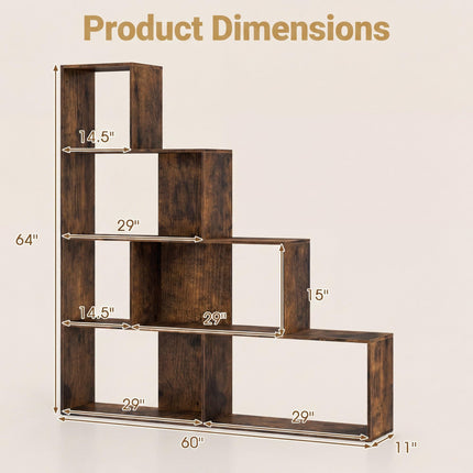 Dreamade 6 Cube Geometric 4-Tier L-Shaped Bookcase with Cubes (1/2)