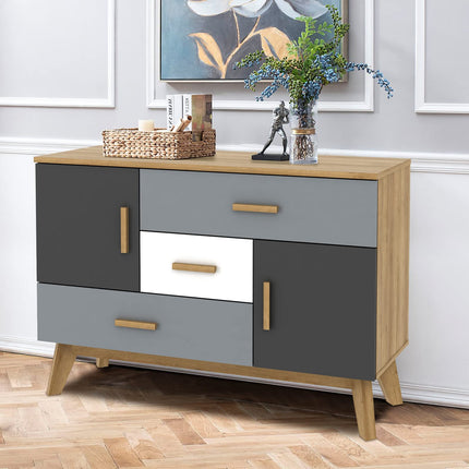Free-Standing Storage Cabinet, Floor Cabinet with 2 Doors & 3 Drawers