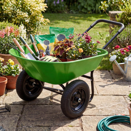 Dreamade Dual-Wheel Garden Cart for Outdoor Yard Lawn Gardening Construction Use